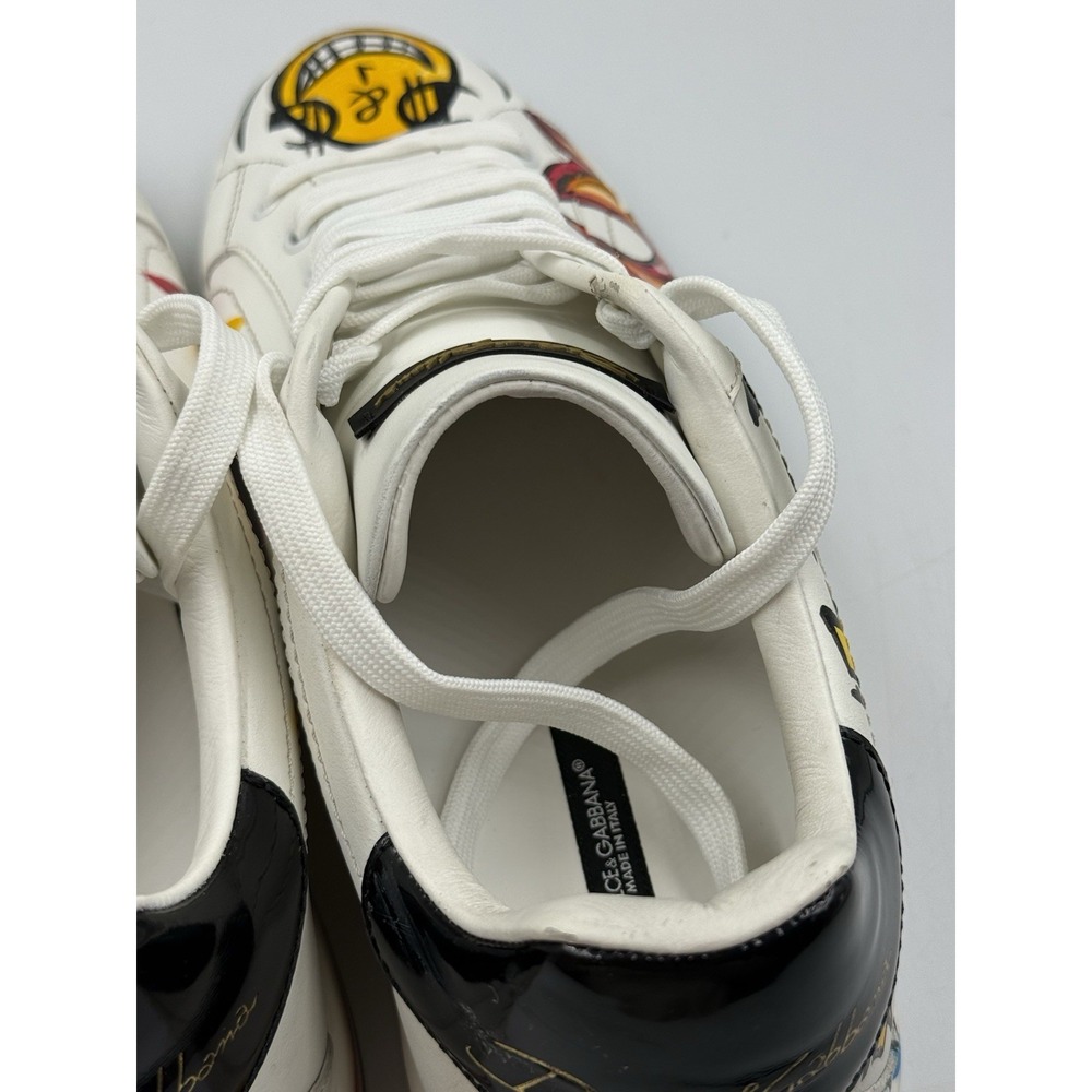 Dolce & Gabbana Portofino Graffiti Sneakers White Leather Men Size 10 US 11 - Picture 13 of 16